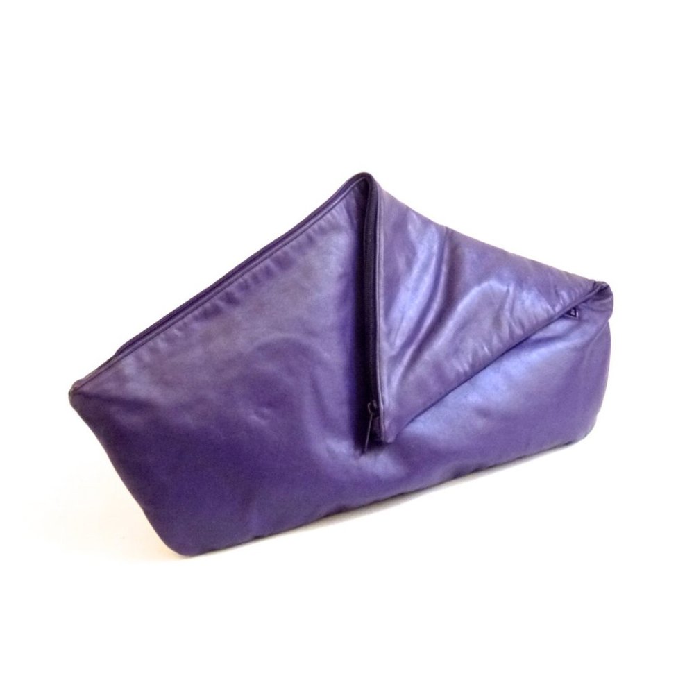 Oversized Avant Garde Geometric Purple Leather Clutch by Gino Nu Wave 1980s